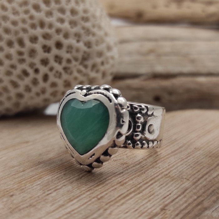 Heart ring Heart ring natural stone silver ring passion love ring