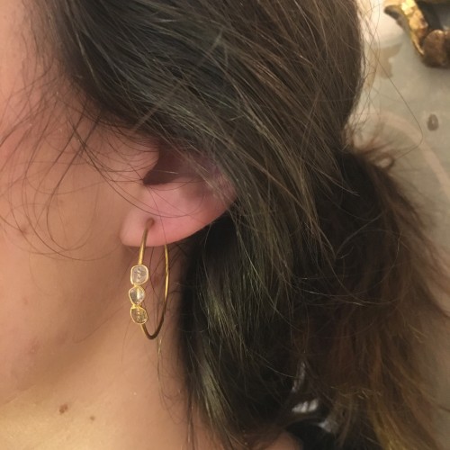 SIMPLE LOVE HOOPS 3 DIAMONDS
