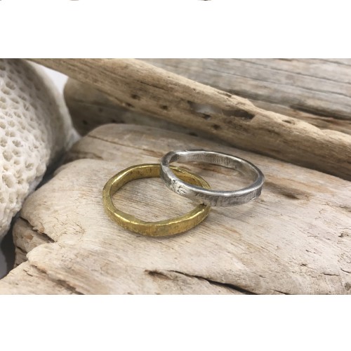 HEART PRINTS FLAT BRASS RING