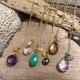 Cadena simple pedra natural plata