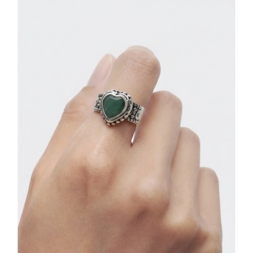 Heart ring Heart ring natural stone silver ring passion love ring