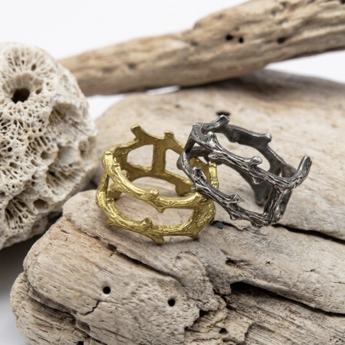 FOREST RING silver gold brass