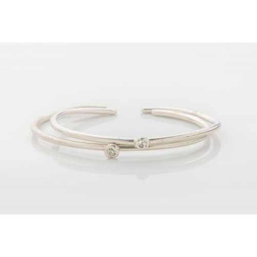 AQUAMARINE SILVER SIMPLE LOVE RIGID BRACELET